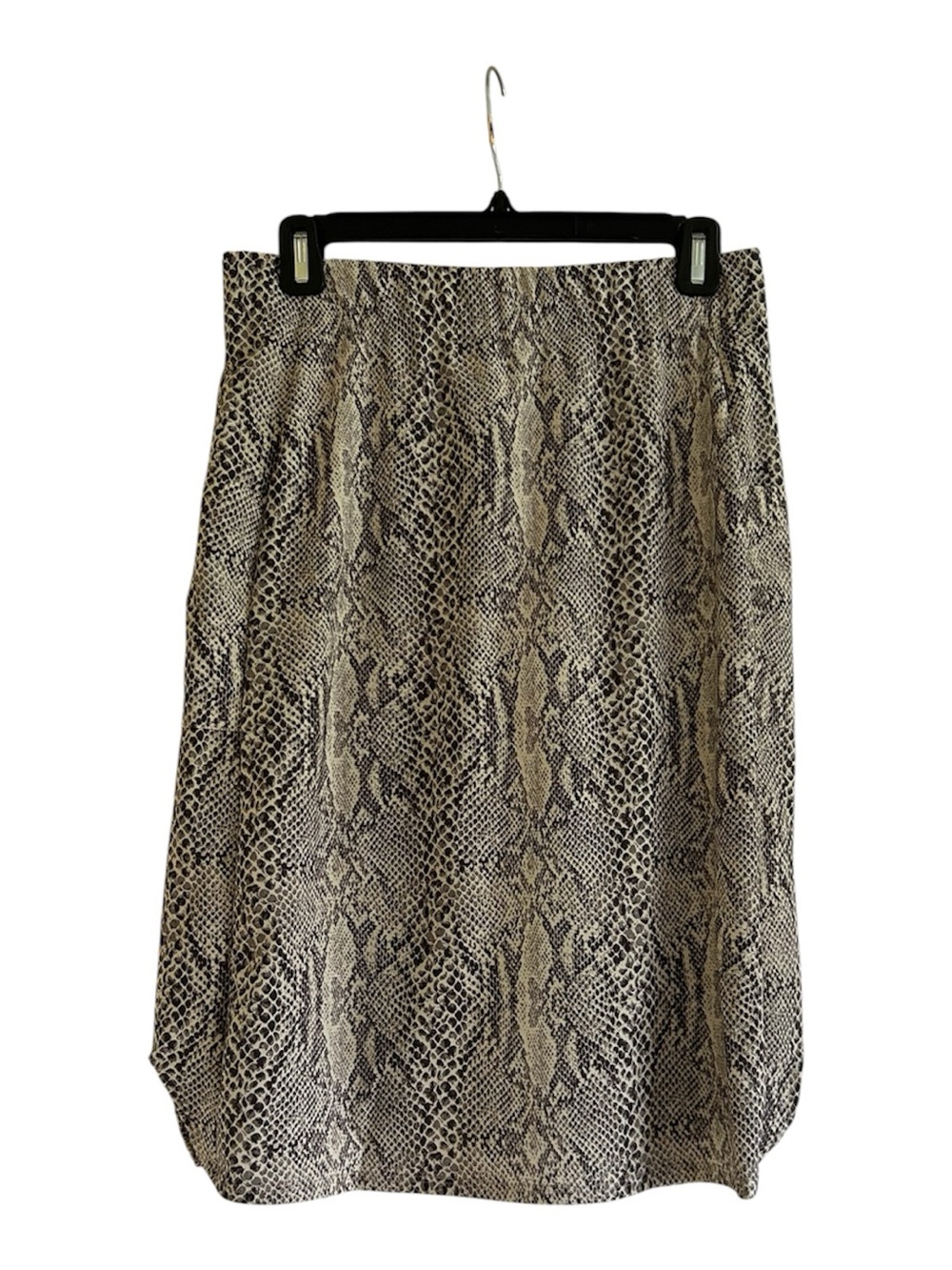 Kamp Kloz Snake-Print Black and Beige Size Small Athletic Midi Skirt